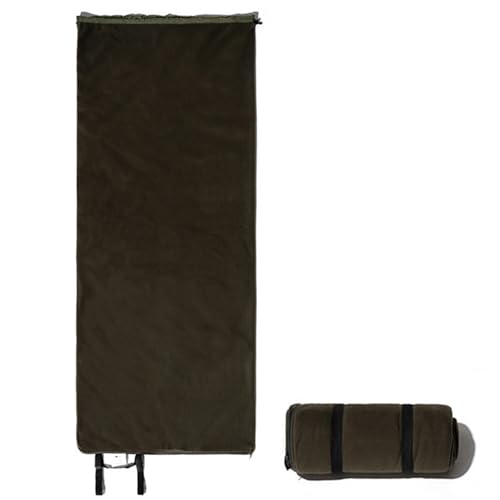 Camping-Schlafsack-Innensack, tragbarer, ultraleichter, Warmer, winddichter, rechteckiger Schlafsack mit Reißverschluss für den Innen- und Außenbereich, die ganze Saison über(Green) von ZBYXPP