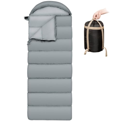 Einzel-Camping-Schlafsack, 3–4 Jahreszeiten, warm, kaltes Wetter, Leichter Schlafsack mit Kompressionssack für Erwachsene(Grey,1.3kg) von ZBYXPP