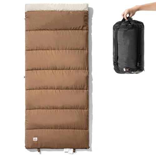 Schlafsack für warmes Wetter, tragbar, für Camping, kann zusammengebaut Werden, leichte, kompakte 3-Jahreszeiten-Schlafsäcke mit Tragetasche(Brown,1.8kg) von ZBYXPP