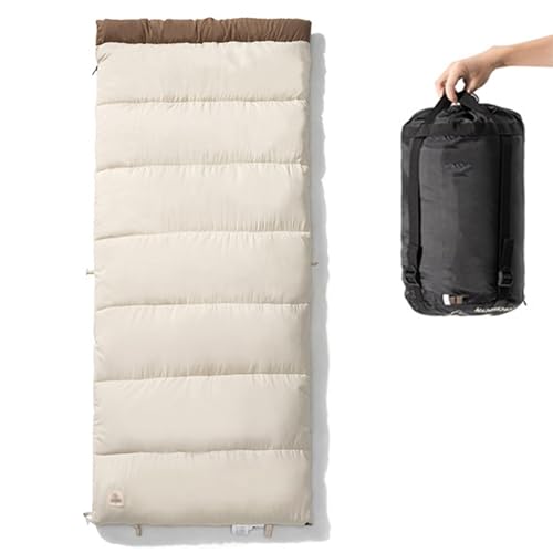 Schlafsack für warmes Wetter, tragbar, für Camping, kann zusammengebaut Werden, leichte, kompakte 3-Jahreszeiten-Schlafsäcke mit Tragetasche(Off White,1.4kg) von ZBYXPP