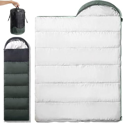 Tragbarer Camping-Schlafsack, -1°C -14°C, wasserdicht, Ultraleicht, warm, für Erwachsene, Winddicht, für Camping, Rucksackreisen, Wandern(Green-Left,1.8kg) von ZBYXPP