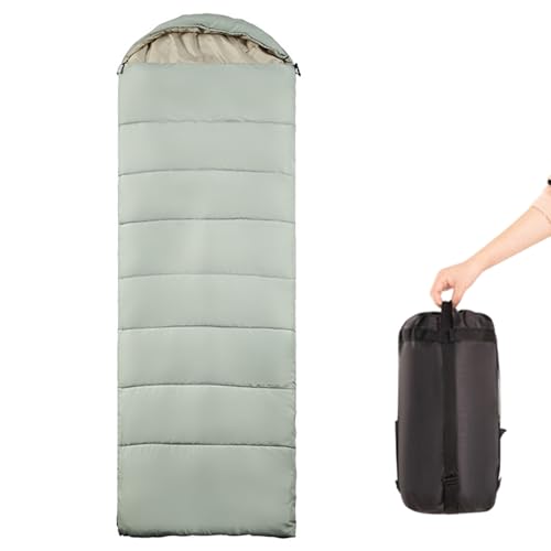 Tragbarer Camping-Schlafsack, Ultraleicht, warm, Winddicht, mit Reißverschluss, rechteckig, für 4 Jahreszeiten, mit Kompressionssack für Erwachsene(Green,1.5kg) von ZBYXPP