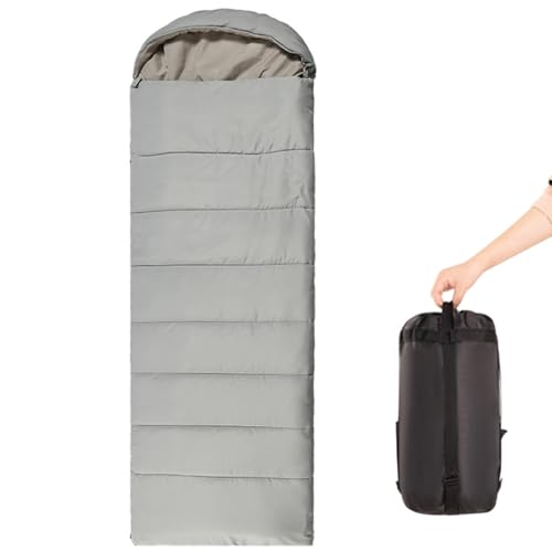 Tragbarer Camping-Schlafsack, Ultraleicht, warm, Winddicht, mit Reißverschluss, rechteckig, für 4 Jahreszeiten, mit Kompressionssack für Erwachsene(Grey,1.8kg) von ZBYXPP
