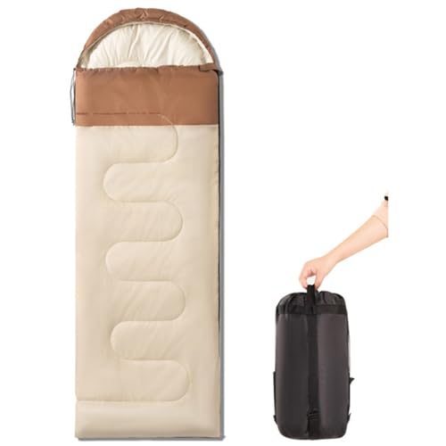 Tragbarer Schlafsack für Erwachsene, 5–20 °C, Ganzjahres-Camping-Person mit Packsack inklusive, für Camping bei kaltem und warmem Wetter(Brown,1.5kg) von ZBYXPP