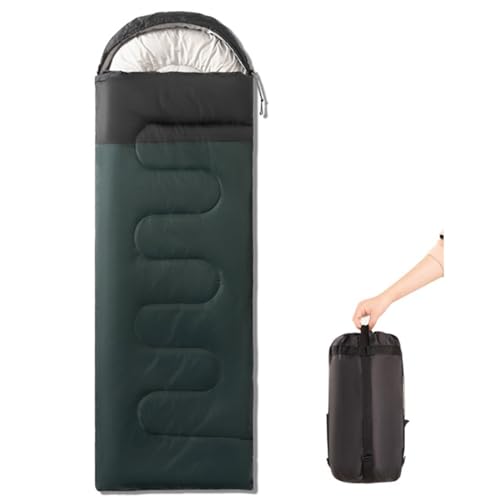 Tragbarer Schlafsack für Erwachsene, 5–20 °C, Ganzjahres-Camping-Person mit Packsack inklusive, für Camping bei kaltem und warmem Wetter(Green,1.5kg) von ZBYXPP