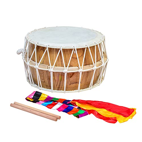 ZCBYBT Koreanische Landwirtschaftliche Trommel, Koreanische Kordeltrommel, Handgefertigte Runde Trommel, Einschließlich Drum Stick*2+Band*1,36CM von ZCBYBT
