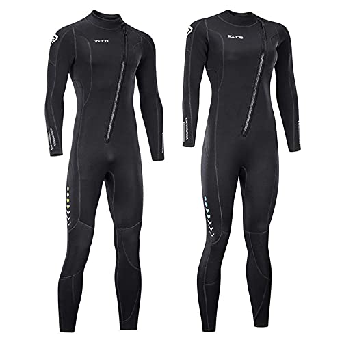 Ultra-Stretch-Neoprenanzug, 3 mm, Frontreißverschluss, Ganzkörper-Tauchanzug, Einteilig, für Männer und Frauen, Schnorcheln, Tauchen, Schwimmen, Surfen (Herren, S) von ZCCO