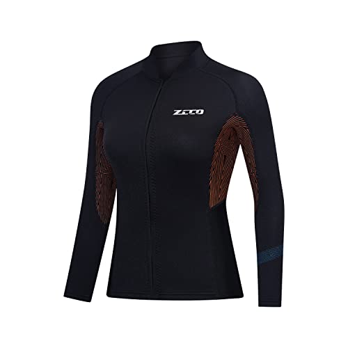 ZCCO Wetsuits Top Jacket 1.5mm Neoprene Suits Women Men Wetsuit Jacket Long Sleeve Dive Scuba Wet Suit Shirt Front Zip Wetsuits Shirts Vest for Spearfishing,Snorkeling,Surfing（Women-L） von ZCCO