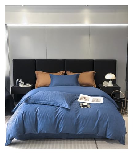 ZCCZJS Bett, tief blau grau abstrakt 100% ägyptischer Baumwolle Jacquard Bedlinsen Königin Kingsize -Set Set Setted Sheet Bettbedeckung Bettwäsche von ZCCZJS