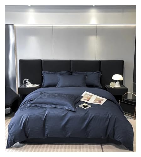 ZCCZJS Bett, tief blau grau abstrakt 100% ägyptischer Baumwolle Jacquard Bedlinsen Königin Kingsize -Set Set Setted Sheet Bettbedeckung Bettwäsche von ZCCZJS
