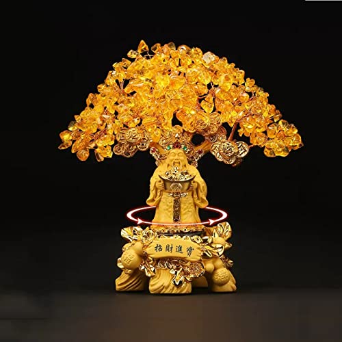 ZCCZJS Crystal Tree Feng Shui Citrin Geldbaum Glück Figur Kristall Bonsai Baum Ornament Dekor für Reichtum Neujahr Frühling Festival Golden Geldbaum Edelstein Baum (klein) von ZCCZJS