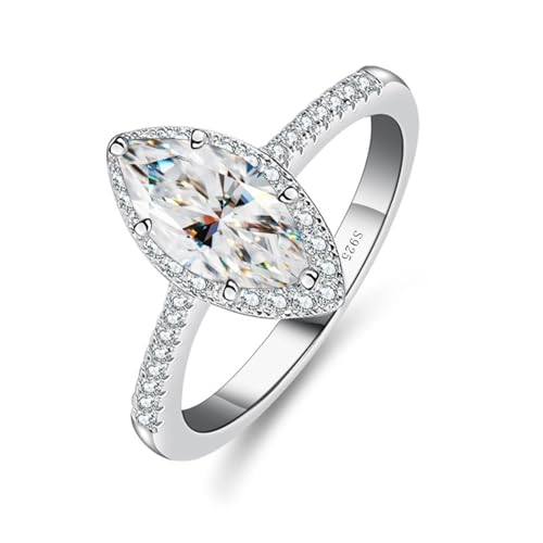 ZCCZJS Mädchenprodukte schillern 1 Moissanit Ringe für Frauen Marquise Cut D Farbe S925 Sterling Silber Lab von ZCCZJS