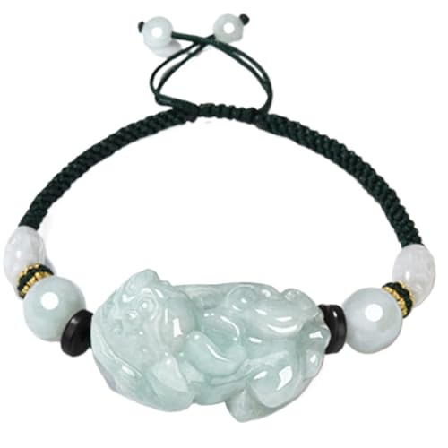 ZCCZJS Perlenarmband, natürliches halbprekisches Juwel Smaragd Pi Yao Armband Lucky Red Green Verstellbares Stringarmband für Glücksmut mutiges Glücks Reichtum für Männer, rot von ZCCZJS