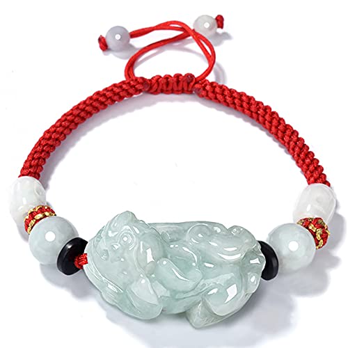 ZCCZJS Perlenarmband, natürliches halbprekisches Juwel Smaragd Pi Yao Armband Lucky Red Green Verstellbares Stringarmband für Glücksmut mutiges Glücks Reichtum für Männer, rot von ZCCZJS