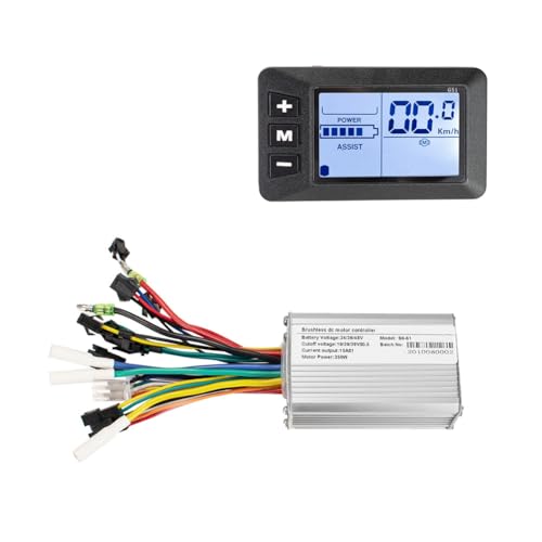 ZDdp Elektrofahrrad-Controller, Elektroroller-Controller, 24 V/36 V/48 V, 250 W, Bürstenloses Controller-Kit mit LCD-Anzeigefeld von ZDdp