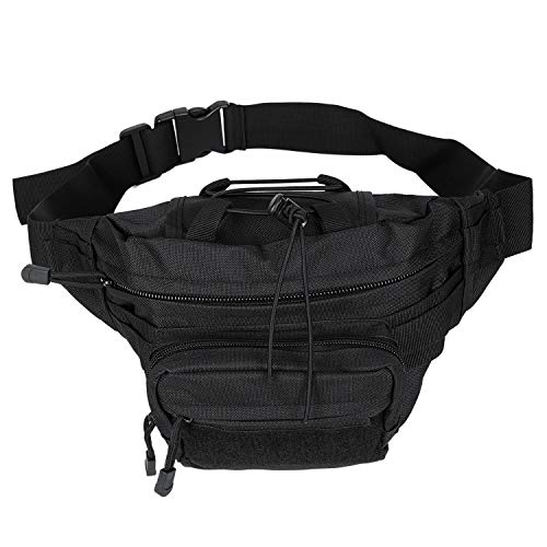 ZDdp Militaerische Taktische wasserdichte Reissverschlusstaschen Bananen Sportarten Guerteltasche mit verstellbarem Guertel (Schwarz) von ZDdp