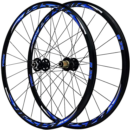 ZECHAO 700C Rading Bike Wheelset, Legierung 3 0mm Felgen vorne 2 hinten 4 Lager Hub Schnellfreisetzungsscheibe vorne/LEBENSLAUF- Bremse 7/8/9/10/11 Speed ​​Free Wheel (Color : Blue, Size : 700C) von ZECHAO