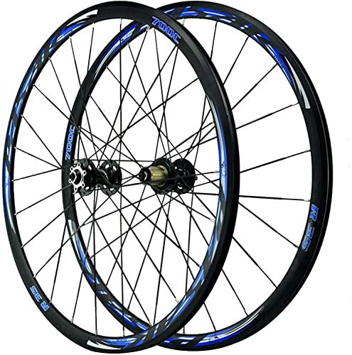 ZECHAO 700c Road Bike Wheelset, 30 mm Fahrradrad Doppelmauerte Rand/V-Bremsbrems-Vorderseite 2 Heck 4 versiegeltes Lager 6 Pawls 7-11Speed ​​QR (Color : Blue, Size : 700c) von ZECHAO
