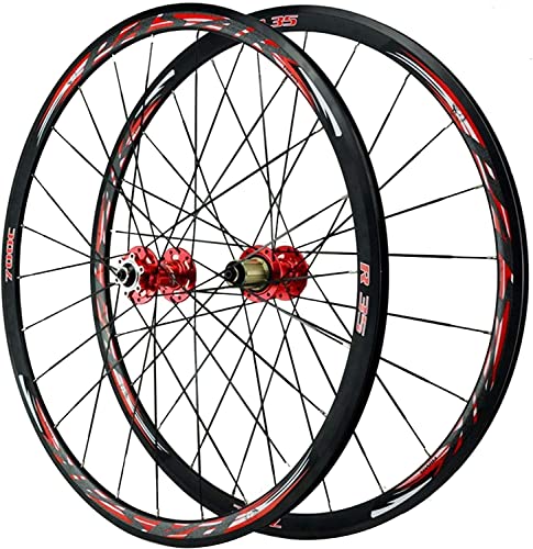 ZECHAO 700c Road Bike Wheelset, qr 30 mm Doppelmauerte Fahrrad Rand Disc/V Brems vorne 2 Heck 4 versiegeltes Lager 6 Pawls 7-11Speed (Color : Red, Size : 700c) von ZECHAO