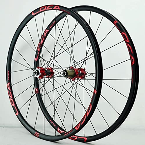 ZECHAO Fahrrad-Radsatz 26/27,5 / 29in, Quick Release Aluminiumlegierung Rim 24H NUB Lightweight-Radsatz Scheibenbremse Fit 7-12 Geschwindigkeitskassette (Color : Red, Size : 27.5 inch) von ZECHAO