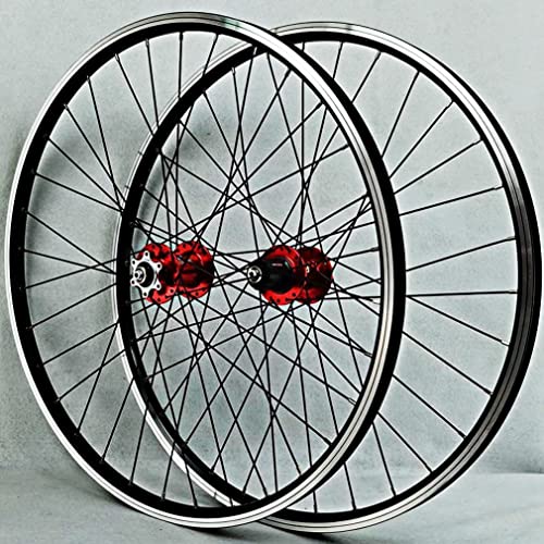 ZECHAO Mountainbicycle-Radsatz 26/27,5 / 29in, V-Bremsscheibenbremse Zweizweck Aluminiumlegierung Rim-Schnellspanner 32H-Nabe-Fit 7-12 Geschwindigkeit (Color : Red, Size : 27.5inch) von ZECHAO