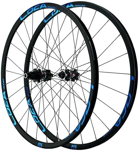 ZECHAO Thru-Achsscheiben-Bremsrad-Räder, 26 "/27.5" / 700c / 29 Fahrradrand 24h Hub 08.09.10.11/12 Geschwindigkeitskassette Mountain Vorder- und Hinterrad (Color : Blue, Size : 27.5inch) von ZECHAO