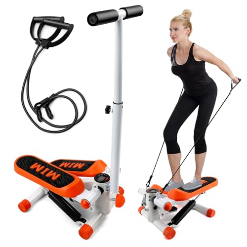 2in1 Stepper mit Ständer und elastischer Kordelleise, Stepper für zuhause, Fitness Stepper, LED-Anzeige 220lb Load Bearing Anti Slip Hydraulic für Workout Equipment von ZEMBSOYA
