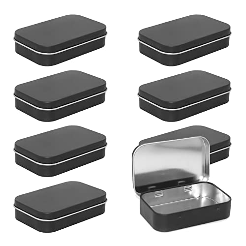 ZEOABSY 10 Stück Leer Schwarz Blechdose mit Deckel, Kleine Metall Dosen 9,5 x 6,0 x 2,1 cm, Rechteckige Aufbewahrungsbox Teiliges, Kartendose für Visitenkarten Kleine Metallbox von ZEOABSY