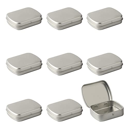 ZEOABSY 10 Stück Leer Silber Blechdose mit Deckel, Kleine Metall Dosen 6,0 x 4,7 x 1,5 cm, Rechteckige Aufbewahrungsbox Teiliges, Kartendose für Visitenkarten Kleine Metallbox von ZEOABSY
