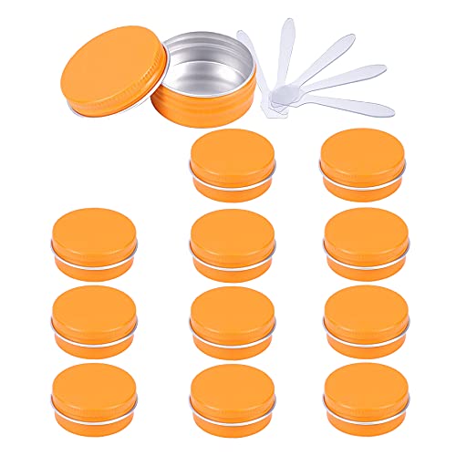 ZEOABSY 12 Stück 15ml Orange Aluminium Leer Dosen mit Schraubdeckel Runde Alu Tiegel Cremedose Schraubdose Aludose Tins für Kosmetik Kerze Salben 6X Spatel von ZEOABSY