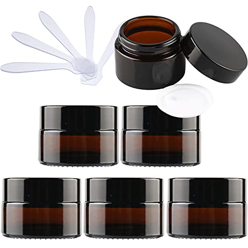 ZEOABSY 12 Stück Leere Brown Glas Cremedose 30ml mit Deckel, Braunglas Schraubdeckel Glas-Tiegel Schraubdose Glas-Dose Salbentiegel Kosmetik-Dose für Gels Cremes + 12x Spatel von ZEOABSY