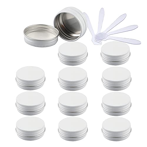 ZEOABSY 24 Stück 15ml Weiß Aluminium Leer Dosen mit Schraubdeckel Runde Alu Tiegel Cremedose Schraubdose Aludose Tins für Kosmetik Kerze Salben 6X Spatel von ZEOABSY