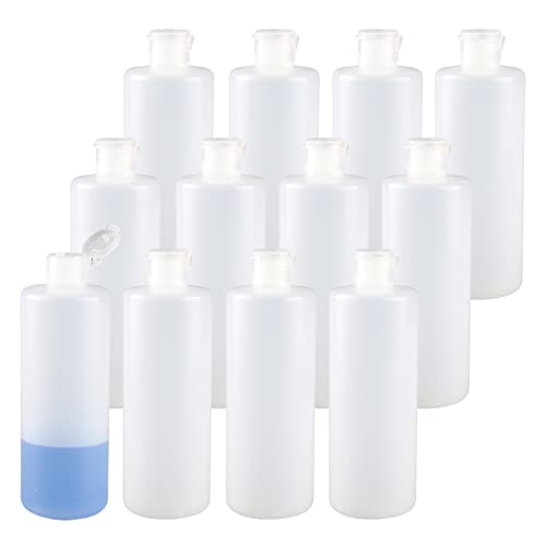 ZEOABSY 24 Stück 400ml Halb-Transparent HDPE Flasche mit Klappscharnierverschluss, Kunststoff Weich Rundflasche mit Klappdeckel für kosmetische Flüssigkeiten, Emulsionen, Cremes und Öle von ZEOABSY