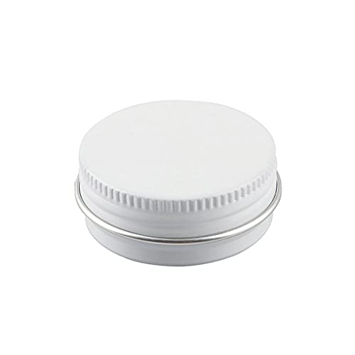 ZEOABSY 50 Stück 15ml Weiß Aluminium Leer Döschen Runde Alu Dosen mit Schraubdeckel Cremedose Schraubdose Aludose Tins für Kosmetik Kerze Salben 5X Spatel, 2X Etikette von ZEOABSY