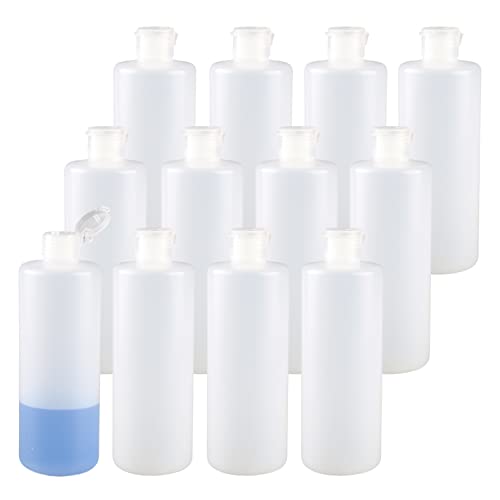 ZEOABSY 50 Stück 400ml Halb-Transparent HDPE Flasche mit Klappscharnierverschluss, Kunststoff Weich Rundflasche mit Klappdeckel für kosmetische Flüssigkeiten, Emulsionen, Cremes und Öle von ZEOABSY