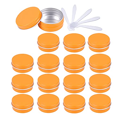 ZEOABSY 96 Stück 15ml Orange Aluminium Leer Dosen mit Schraubdeckel Runde Alu Tiegel Cremedose Schraubdose Aludose Tins für Kosmetik Kerze Salben 12x Spatel von ZEOABSY
