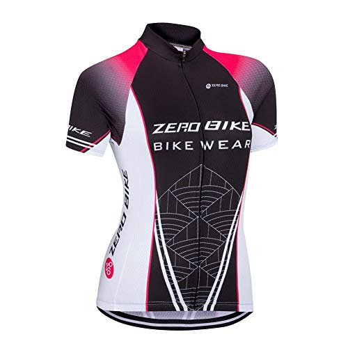 Damen Atmungsaktiv Schnelltrocknend Fahrradtrikot, Outdoor Kurzarm Radsport-Shirt, 007, XL von ZEROBIKE