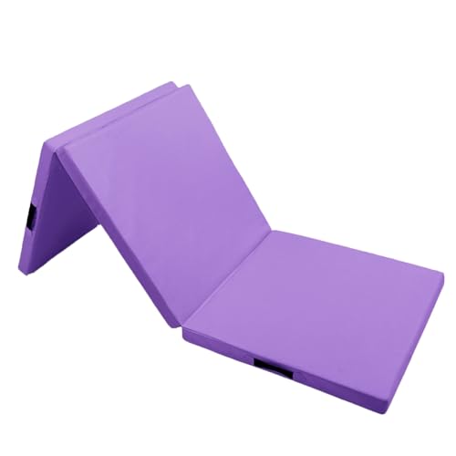 5,1 cm dicke, faltbare Gymnastik-Trainingsmatte, rutschfeste Yogamatte aus weichem Schaumstoff mit Tragegurten, for Taumeln, Camping, Pilates, Heimtraining, Bodentraining, Aerobic (Color : Purple, S von ZERVA
