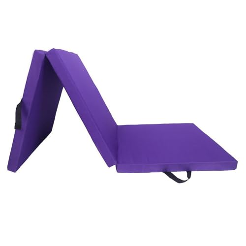 Dreifach faltbare Trainingsmatte, schützender Bodenbelag, Heim-Fitnessstudio for Erwachsene, mit Tragegriff for Yoga, Outdoor, Indoor, Taumeln (Color : Purple, Size : 180x60cm/70.8x23.6in) von ZERVA