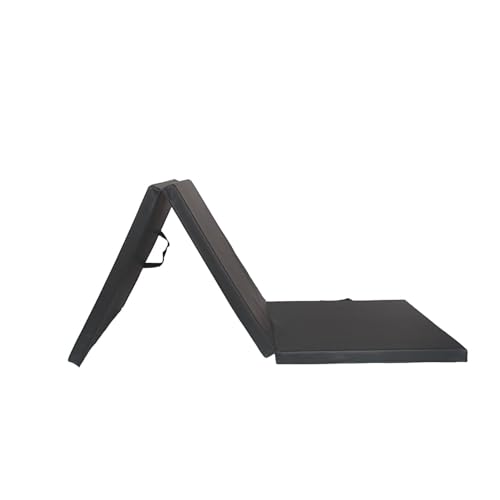 Gymnastikmatte, dreifach faltbar, Gymnastikmatte, PU-Sprung- und Roll-Trainingsmatte, leicht zu tragen, 180 x 60 x 4,5 cm (Color : Black) von ZERVA