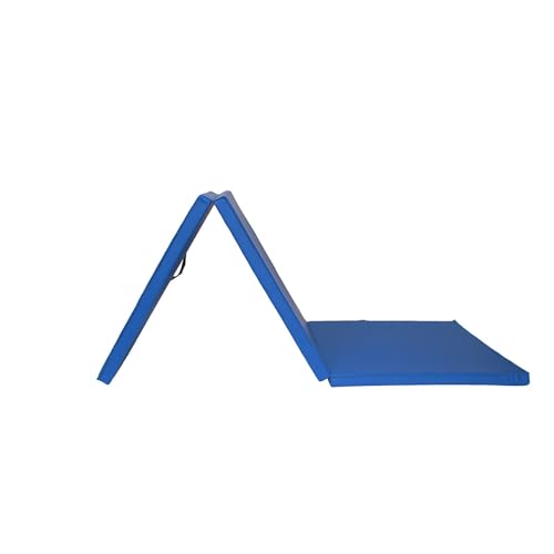 Gymnastikmatte, dreifach faltbar, Gymnastikmatte, PU-Sprung- und Roll-Trainingsmatte, leicht zu tragen, 180 x 60 x 4,5 cm (Color : Blue) von ZERVA