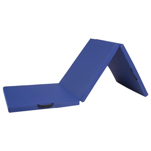 Klappbare Gymnastikmatte, 5 cm dick, dreifach faltbare Gymnastik-Übungsmatte, Tanz-/Rollübungen/Yoga/Sit-Ups, PU-Fitnessmatte, 180 x 60 x 5 cm (Color : Blue) von ZERVA