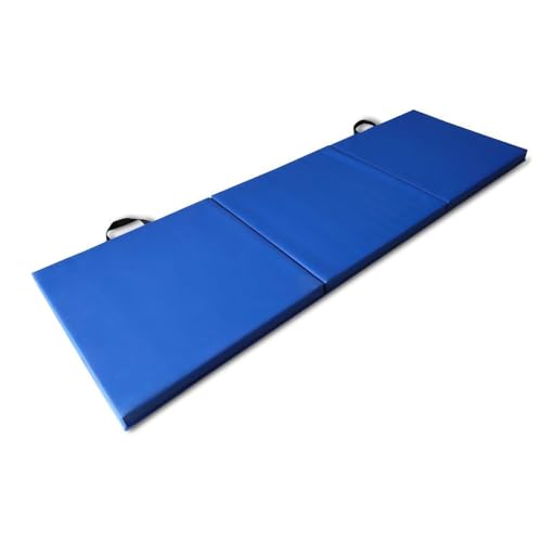 Zusammenklappbare, dreifach gefaltete Gymnastikmatte, Sportmatte, tragbare Trainingsmatte for Schutz von Hartböden, Gymnastik-Bodenmatte, Trainingsgeräte (Color : Blue) von ZERVA