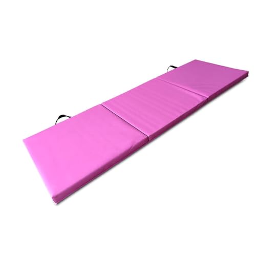 Zusammenklappbare, dreifach gefaltete Gymnastikmatte, Sportmatte, tragbare Trainingsmatte for Schutz von Hartböden, Gymnastik-Bodenmatte, Trainingsgeräte (Color : Pink) von ZERVA