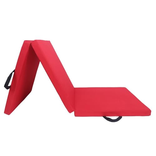 Zusammenklappbare Tumbling-Matten for Gymnastik zu Hause, Trainingsmatte mit Tragegriffen for Yoga, Tanz, Gymnastikmatte (Color : Red, Size : 180x60cm/70.8x23.6in) von ZERVA