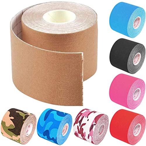 ZESLIV 10 Rollen Kinesiologie Tape Physio Tape Kinesiotapes Klebeband Elastische Bandagen Muskel Tapes Sporttape Tapeverband Kinesio Tape Wasserfest 5cm x 5m Blau von ZESLIV