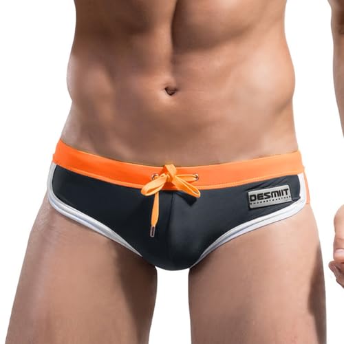 ZESLIV Herren Eng Kurz Badeshorts mit Tunnelzug Badehose Schnell Trocknend Strandshorts Schwimmshorts UV Schutz Schwimmhose, Grau XXL von ZESLIV