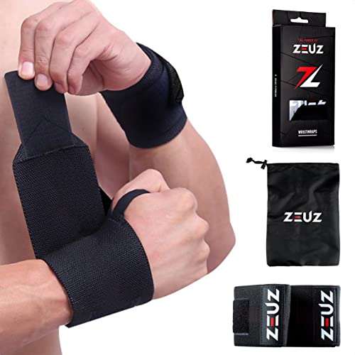 ZEUZ® 2X Fitness & Crossfit Armband - Handgelenkbandagen - Krafttraining - Handgelenkorthese - Schwarz von ZEUZ