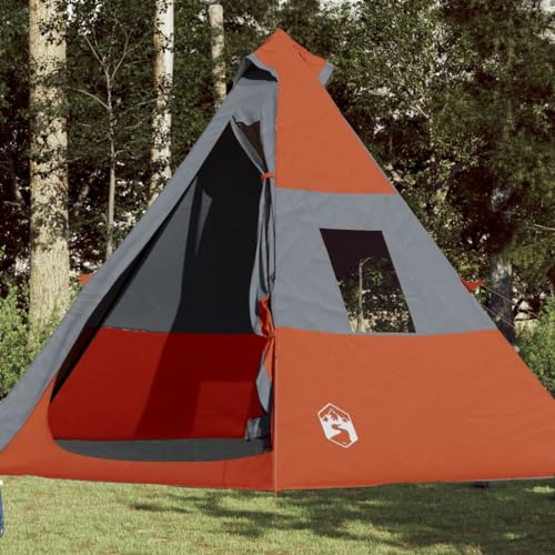 Campingzelt 7 Personen Grau & Orange 350x350x280 cm 185T TAFT, ZEYUAN Caming Zelt, Camping Markise Zelt, Camping Tents, Camping-Zelt - 94429 von ZEYUAN