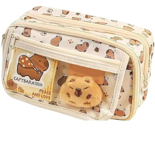 ZGCXRTO CapybaraFedermäppchen mit 9 Fächern,Capybara Schreibwarenbox,Capybara Briefpapier-Set,Tragbares Federmäppchen,Federmäppchen für Schule,Mädchen Jungen schulsachen Federmappe von ZGCXRTO
